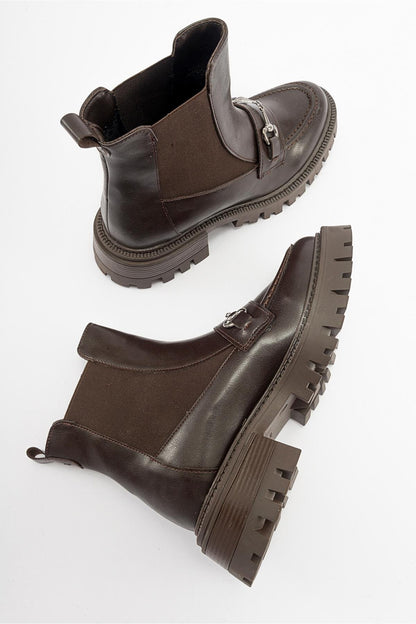 Vesper Brown Buckled Chelsea Boot (Women)