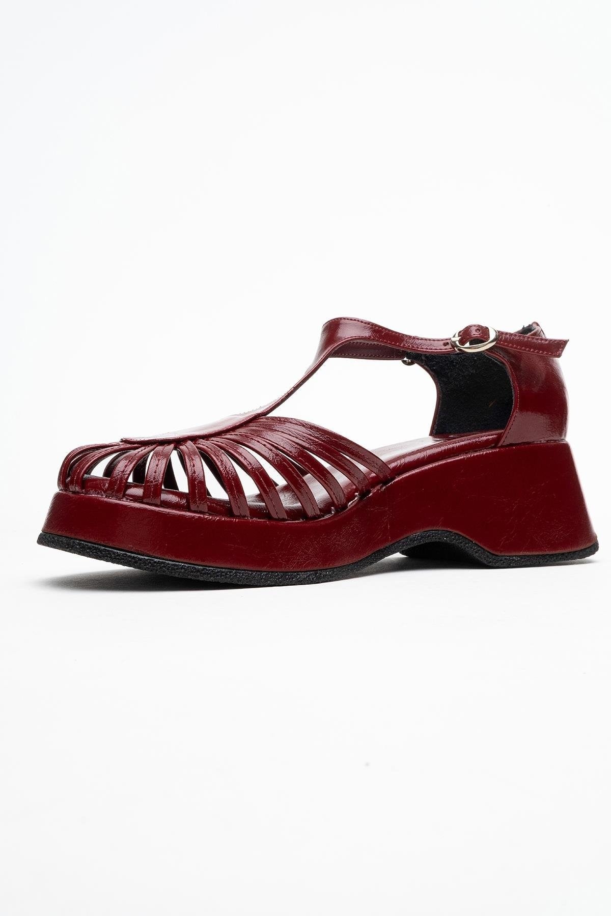 Aniel Burgundy Platform Wedge Sandal (Women)