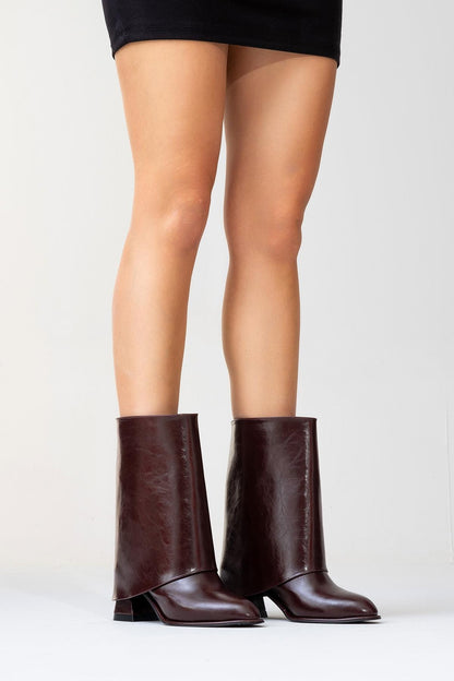 Ellas Burgundy Chunky Heel Boot (Women)