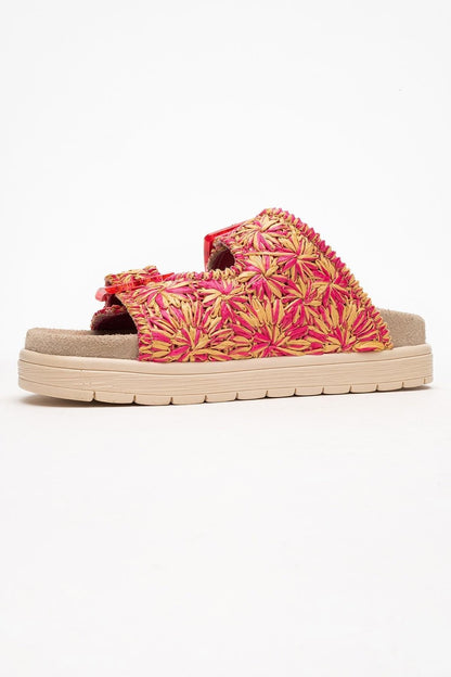 Milana Pink Leather Double‑Strap Slide (Women)