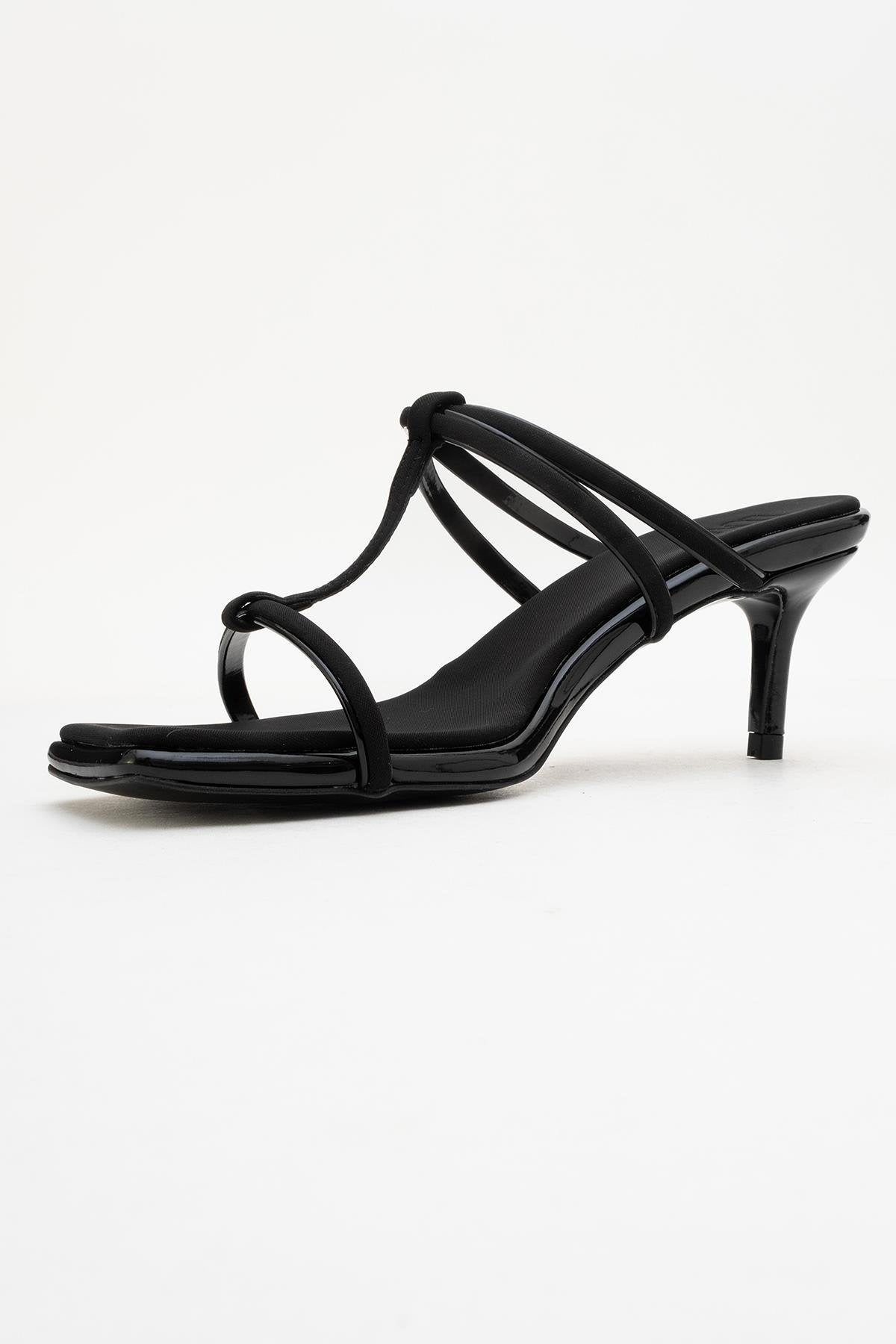 Mocha Black Square‑Toe Thin‑Strap Heel Sandal (Women)