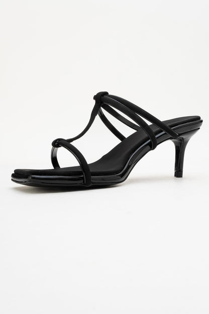 Mocha Black Square‑Toe Thin‑Strap Heel Sandal (Women)