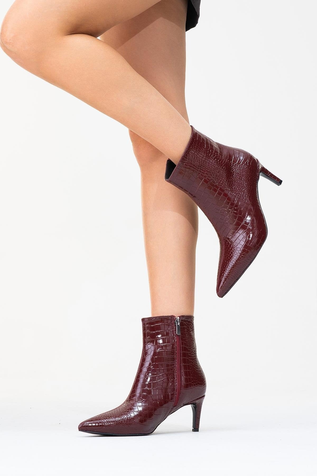 Noya Burgundy Pattern Stiletto Boot (Women)