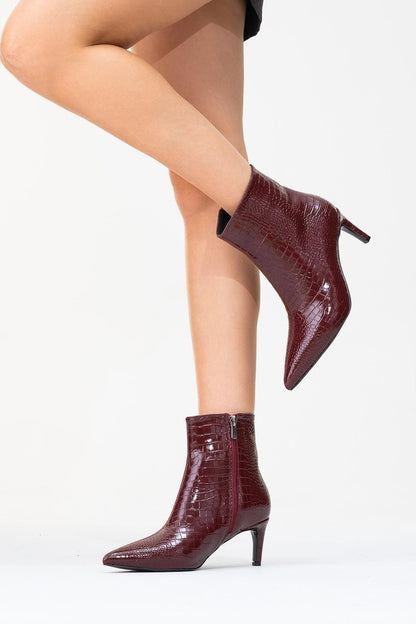 Noya Burgundy Pattern Stiletto Boot (Women)