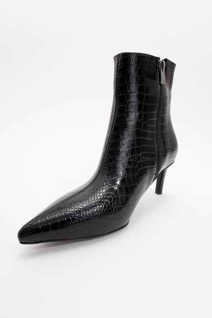 Noya Black Pattern Stiletto Boot (Women)