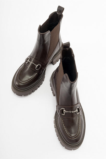 Vesper Brown Buckled Chelsea Boot (Women)