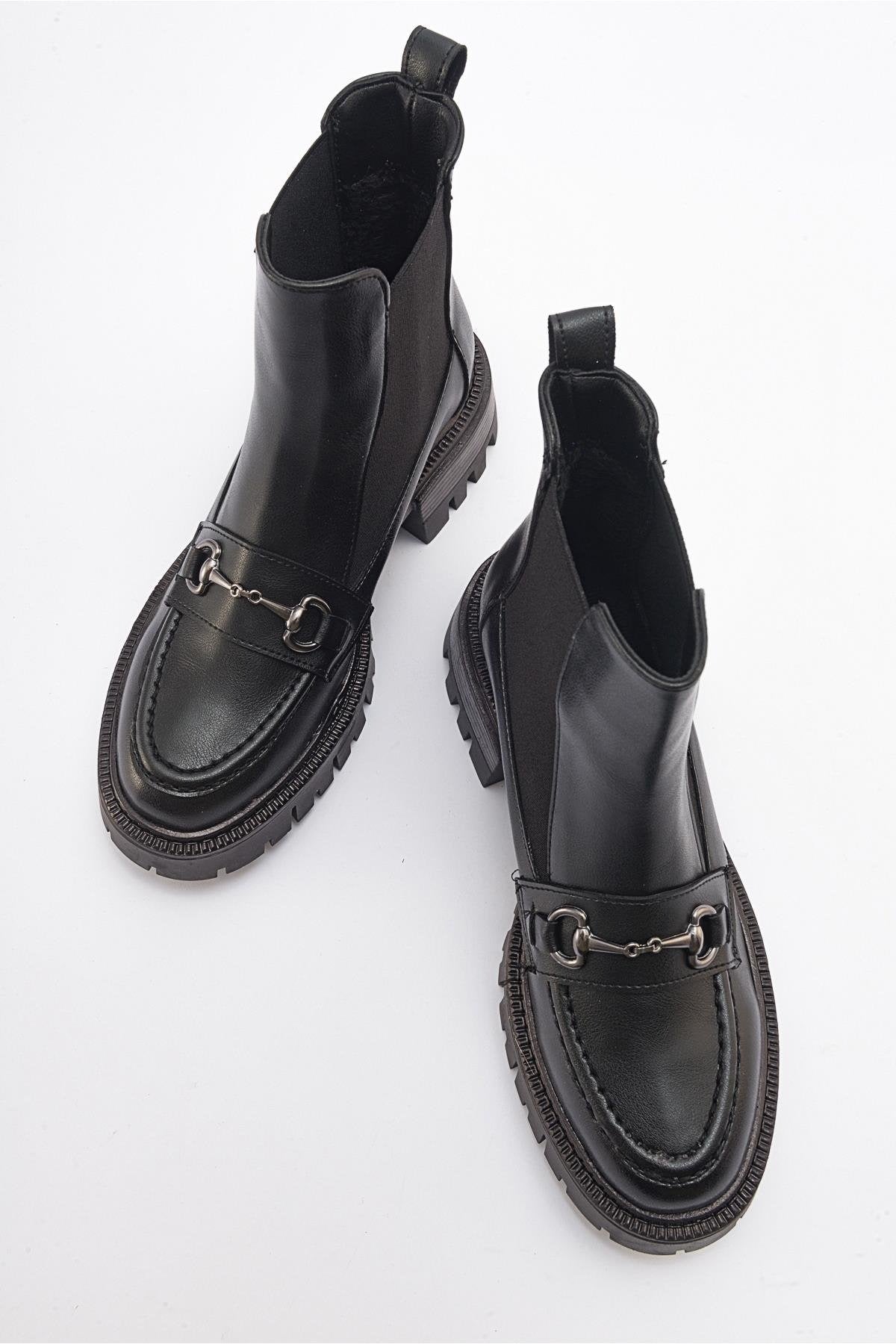 Vesper Black Buckled Chelsea Boot (Women)