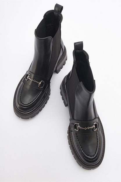 Vesper Black Buckled Chelsea Boot (Women)