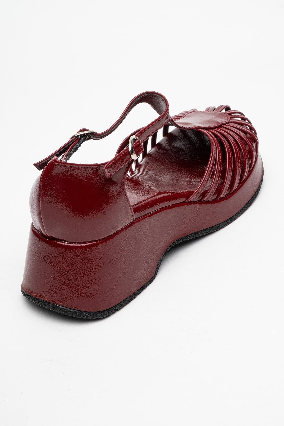 Aniel Burgundy Platform Wedge Sandal (Women)