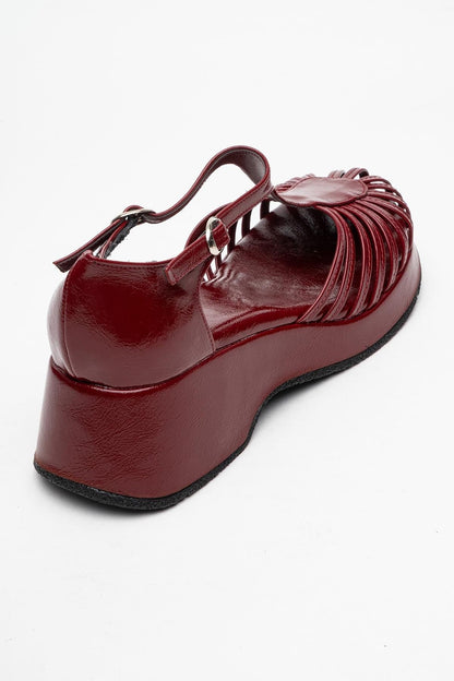 Aniel Burgundy Platform Wedge Sandal (Women)