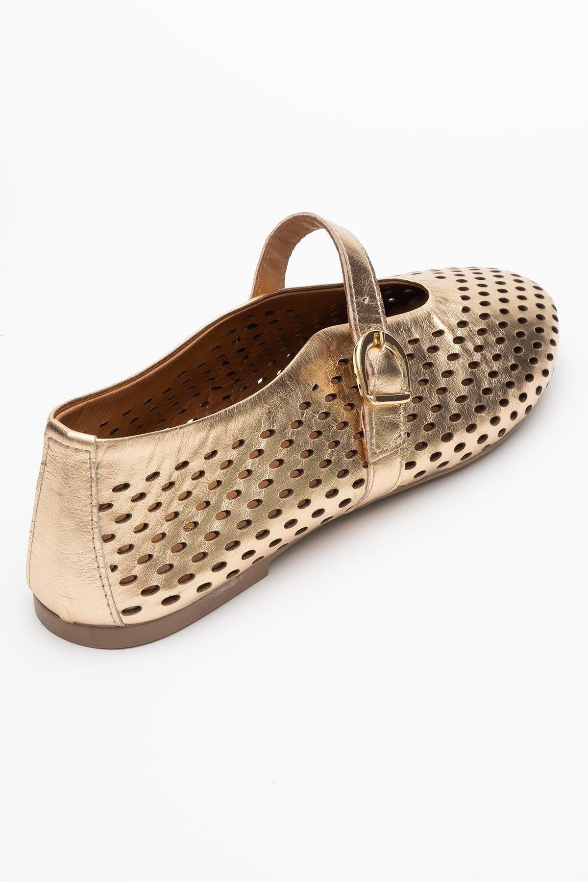 Arian Gold Leather Ballet Flat (Women)