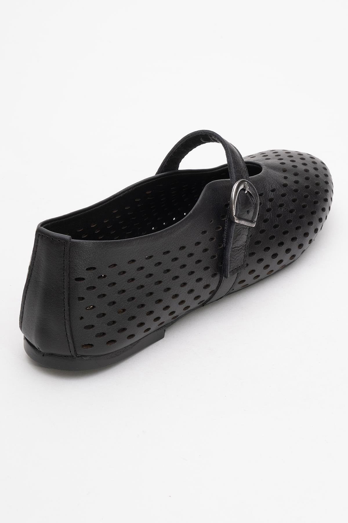 Arian Black Suede Leather Ballet Flat (Women)