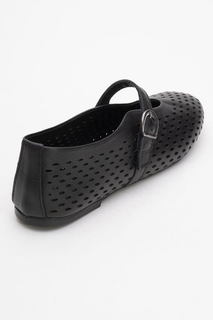 Arian Black Suede Leather Ballet Flat (Women)