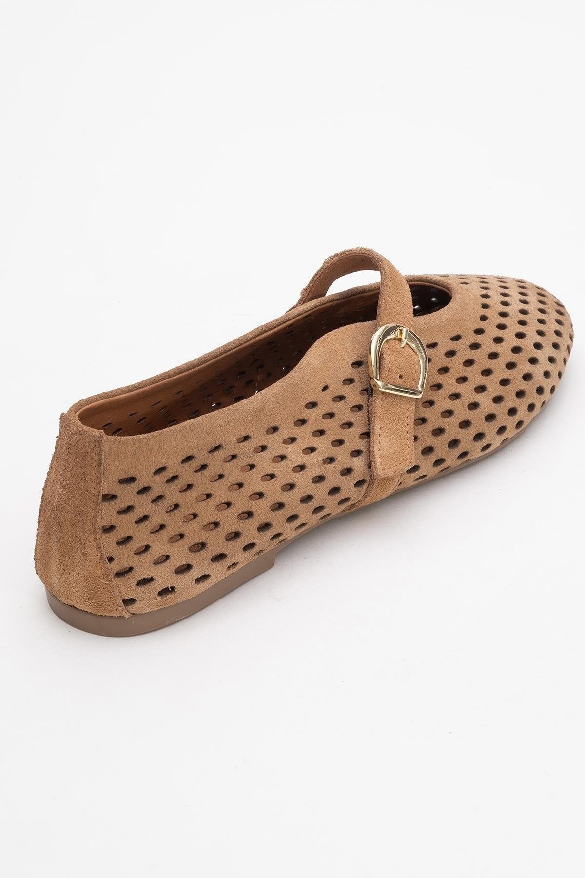 Arian Cognac Brown Suede Leather Ballet Flat (Women)