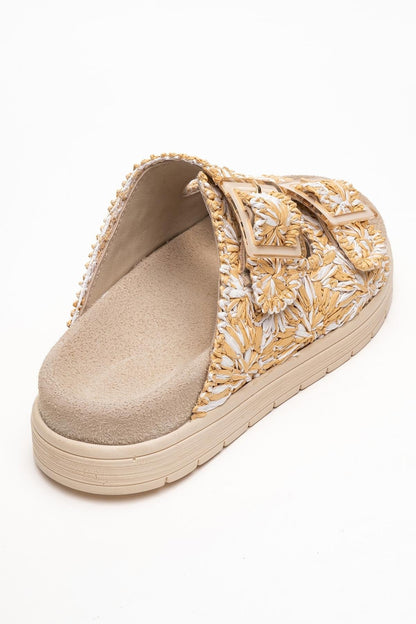 Milana Beige Leather Double‑Strap Slide (Women)