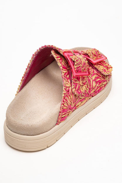 Milana Pink Leather Double‑Strap Slide (Women)