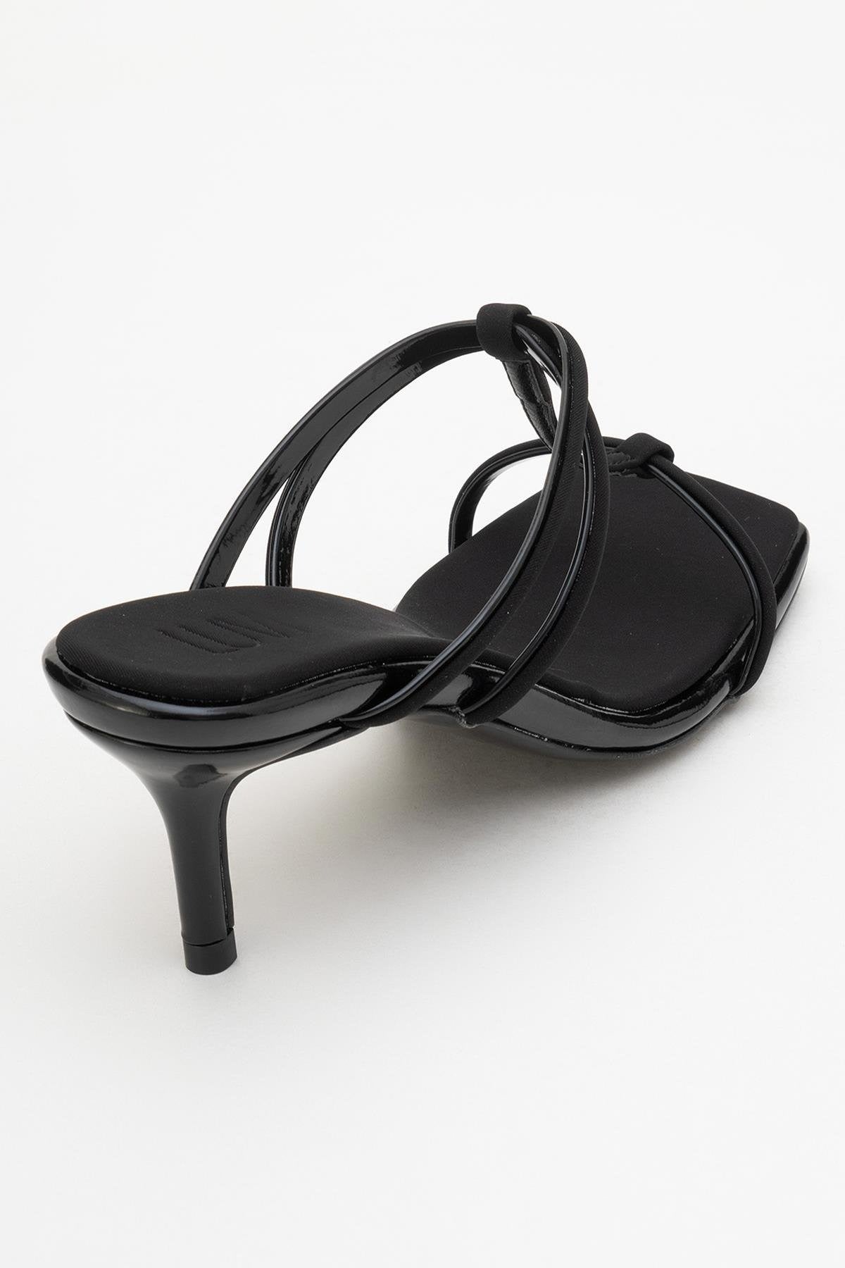 Mocha Black Square‑Toe Thin‑Strap Heel Sandal (Women)