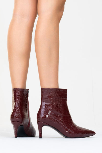 Noya Burgundy Pattern Stiletto Boot (Women)