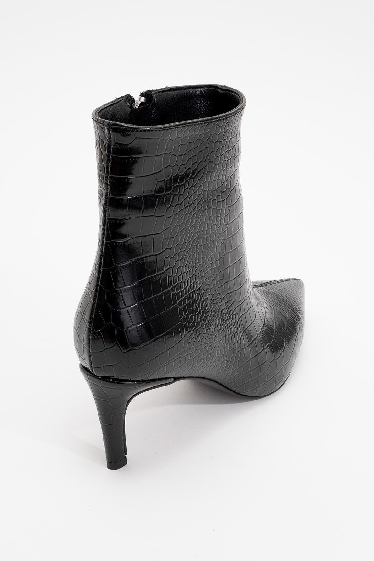 Noya Black Pattern Stiletto Boot (Women)