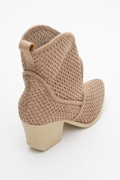 Pera Dark Beige Block Heel Boot (Women)