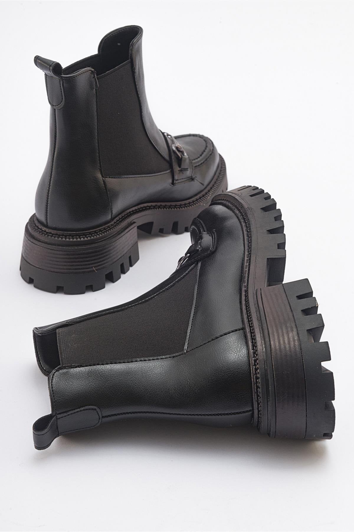 Vesper Black Buckled Chelsea Boot (Women)