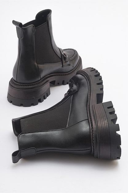 Vesper Black Buckled Chelsea Boot (Women)