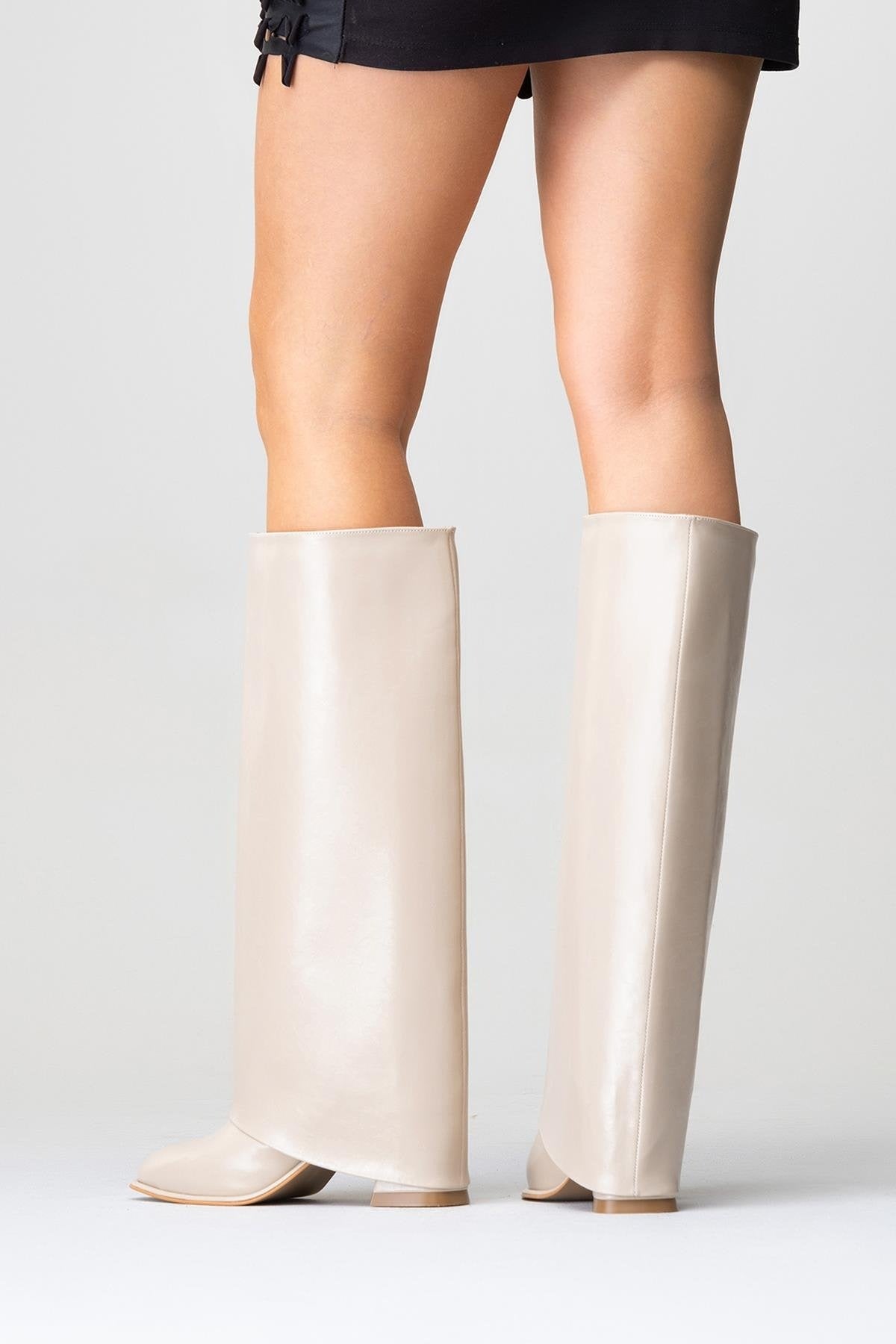 Maybe Beige Chunky Heel Boot (Women)
