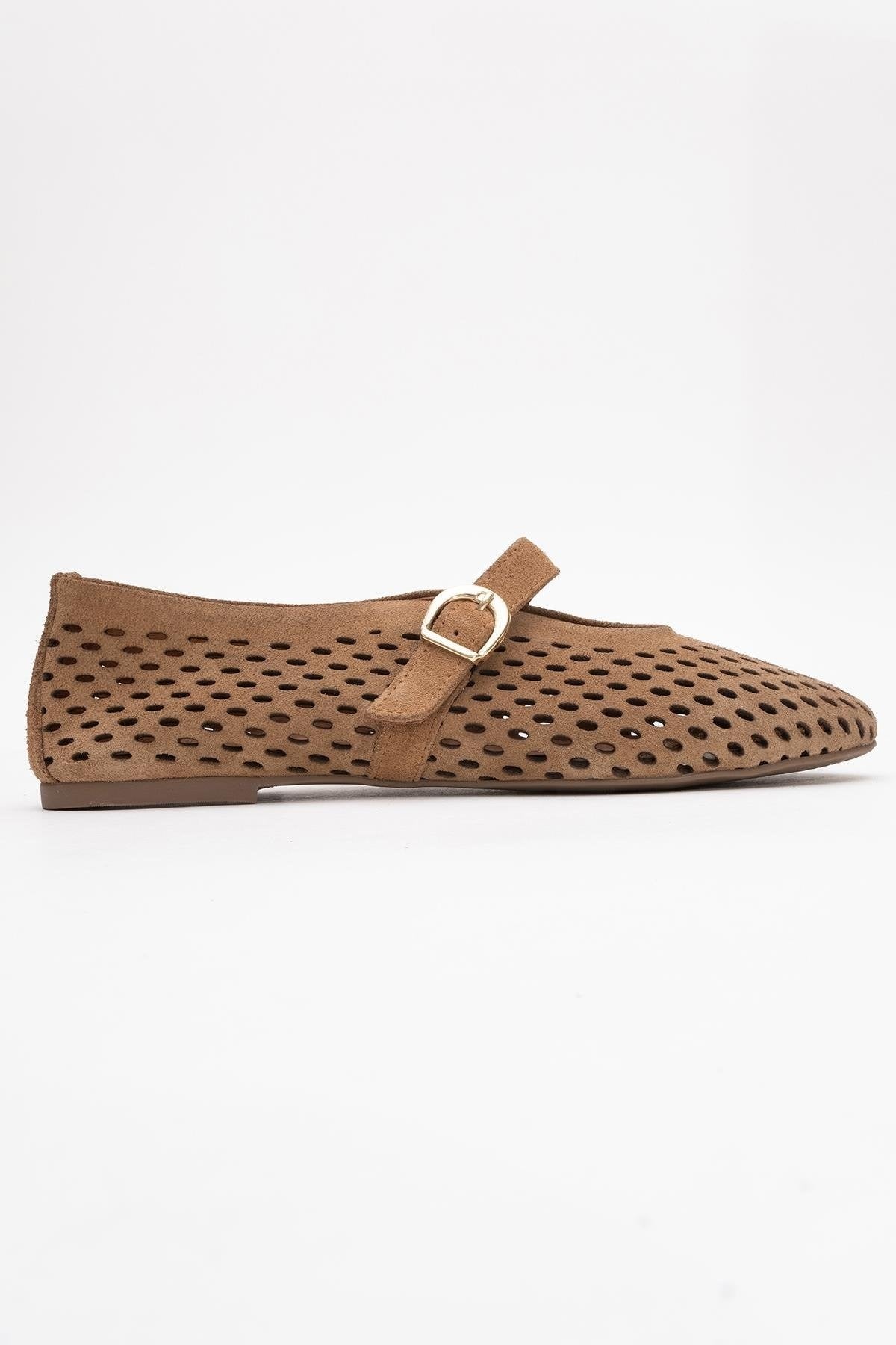 Arian Cognac Brown Suede Leather Ballet Flat (Women)