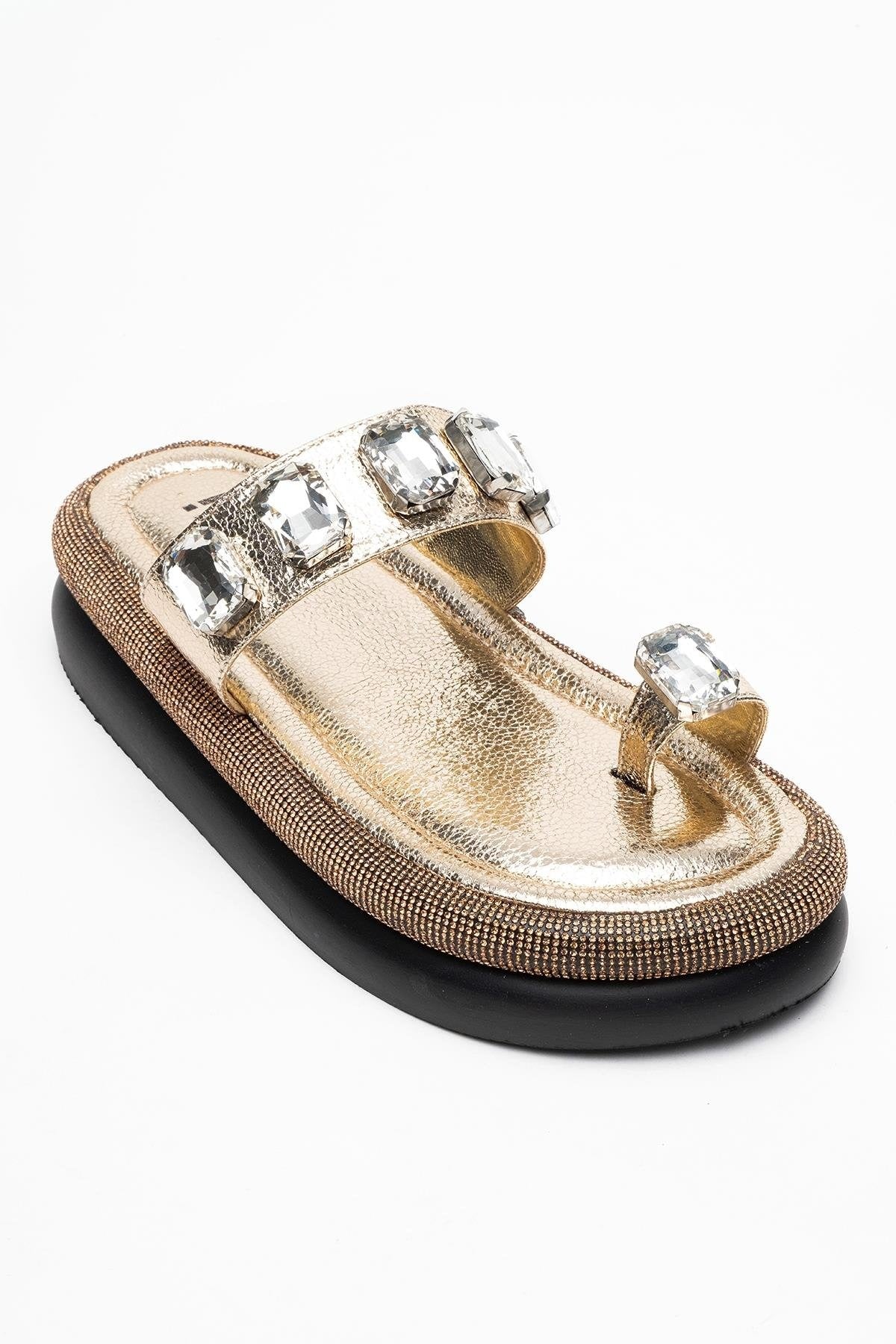 Evans Gold Jeweled Platform Sandal (Women)