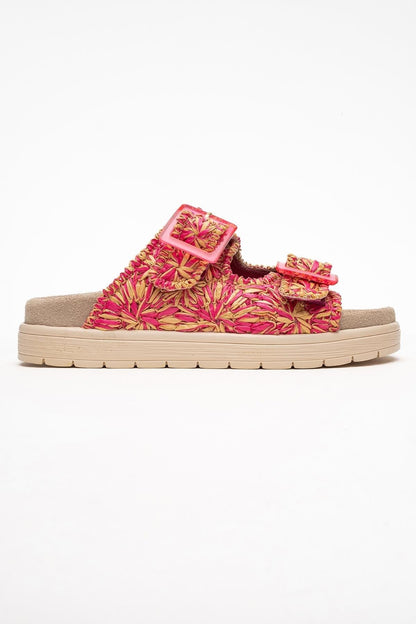 Milana Pink Leather Double‑Strap Slide (Women)