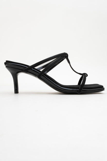 Mocha Black Square‑Toe Thin‑Strap Heel Sandal (Women)