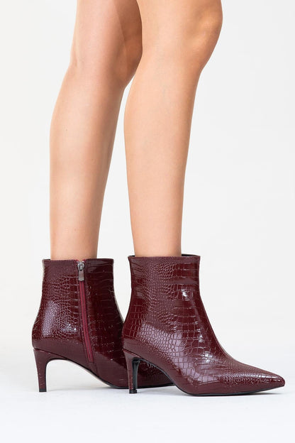 Noya Burgundy Pattern Stiletto Boot (Women)