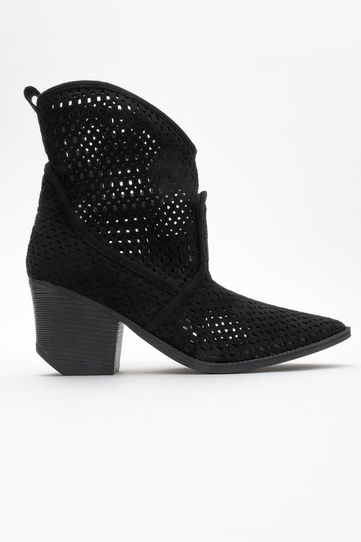 Pera Black Block Heel Boot (Women)