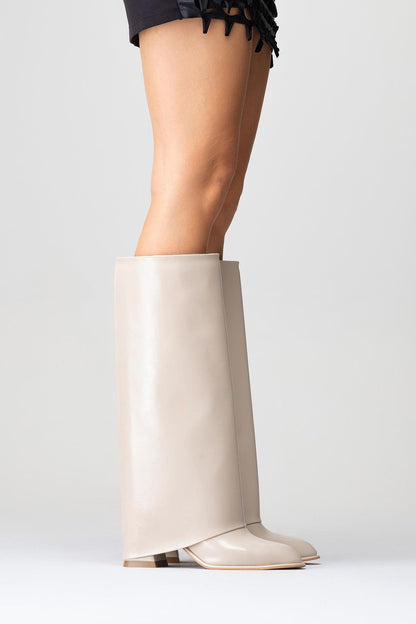 Maybe Beige Chunky Heel Boot (Women)