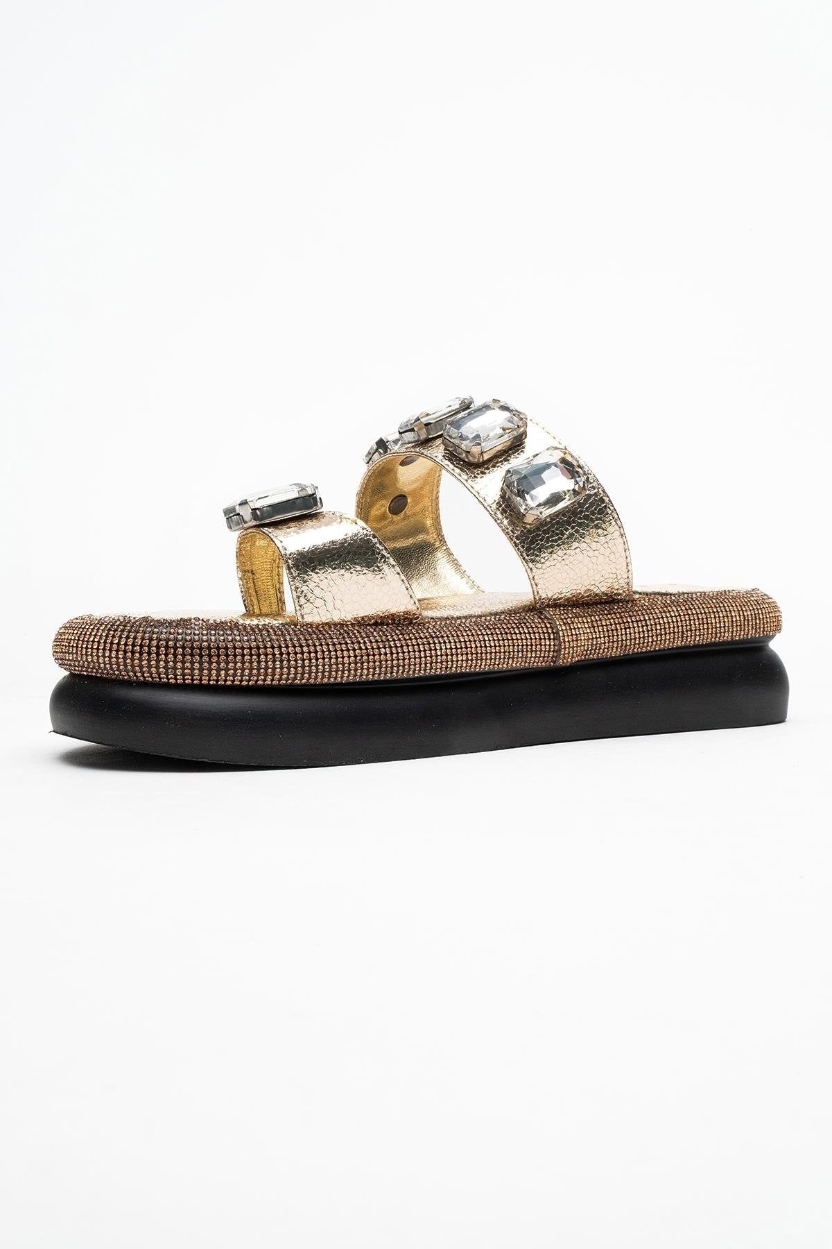 Evans Gold Jeweled Platform Sandal (Women)