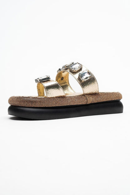 Evans Gold Jeweled Platform Sandal (Women)