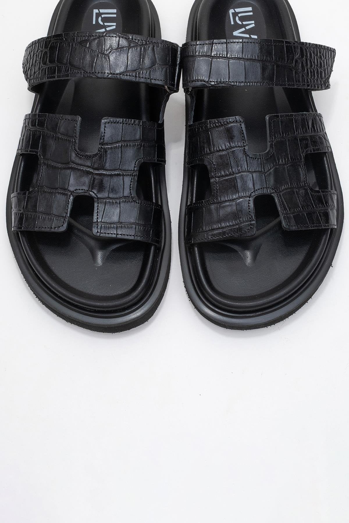 Loana Black Leather Slide Sandal (Women)