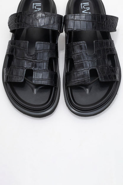 Loana Black Leather Slide Sandal (Women)