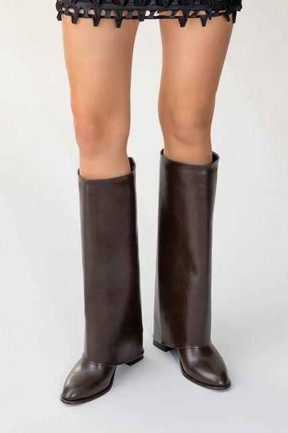 Maybe Brown Chunky Heel Boot (Women)