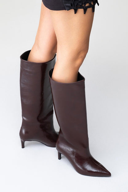 Camila Burgundy Knee High Boot (Women)