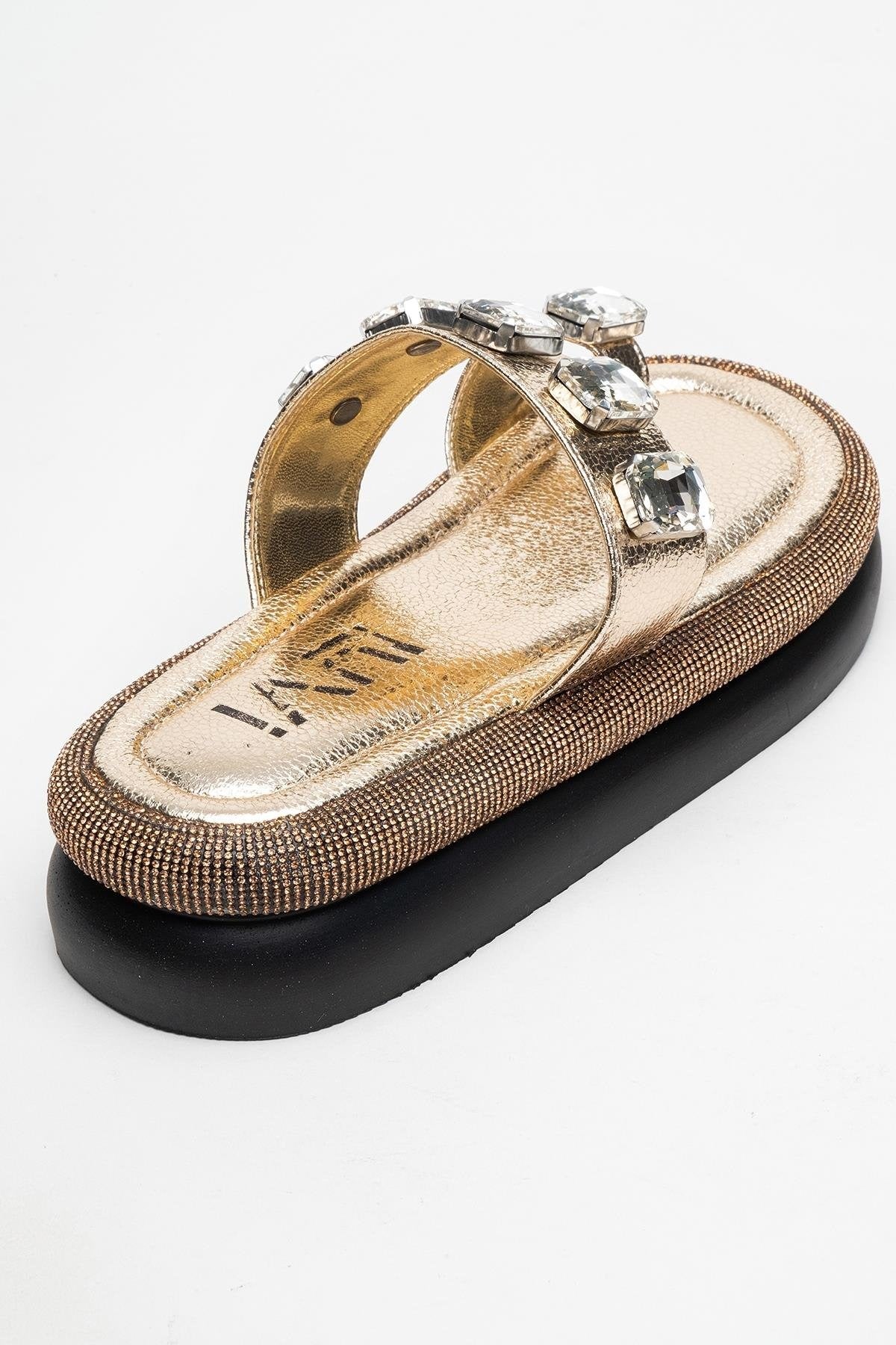 Evans Gold Jeweled Platform Sandal (Women)