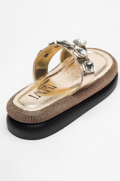 Evans Gold Jeweled Platform Sandal (Women)