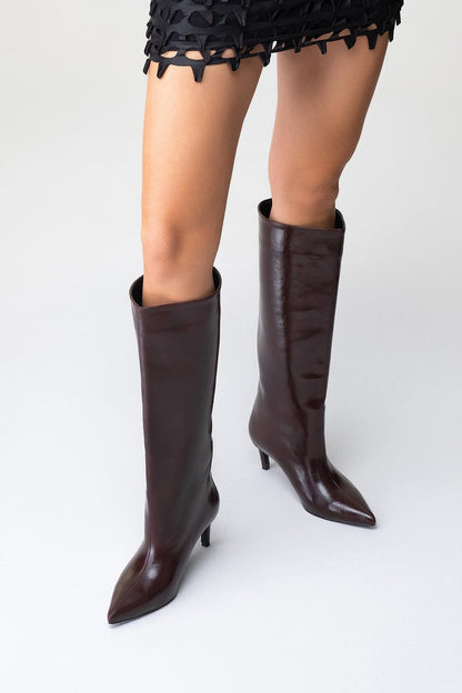 Camila Burgundy Knee High Boot (Women)