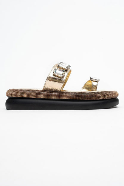 Evans Gold Jeweled Platform Sandal (Women)