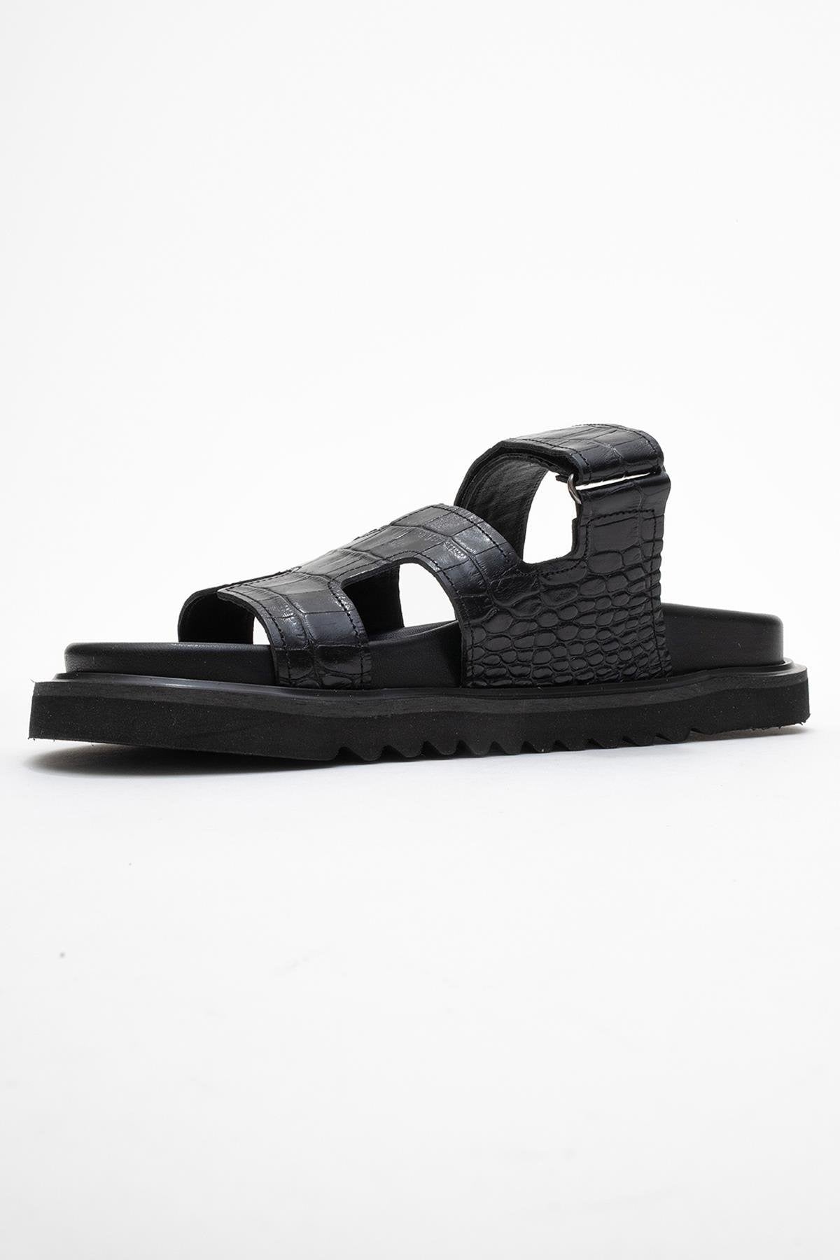 Loana Black Leather Slide Sandal (Women)