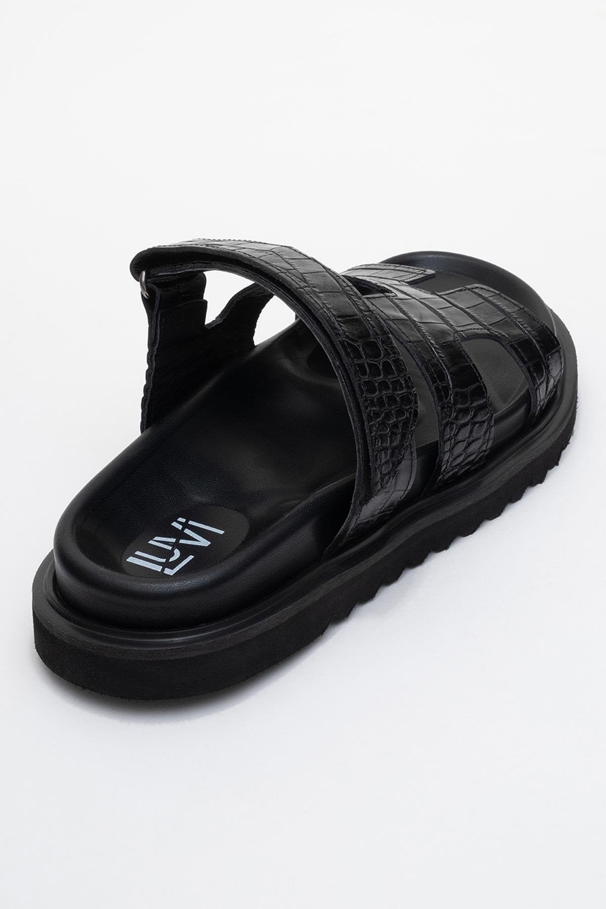 Loana Black Leather Slide Sandal (Women)