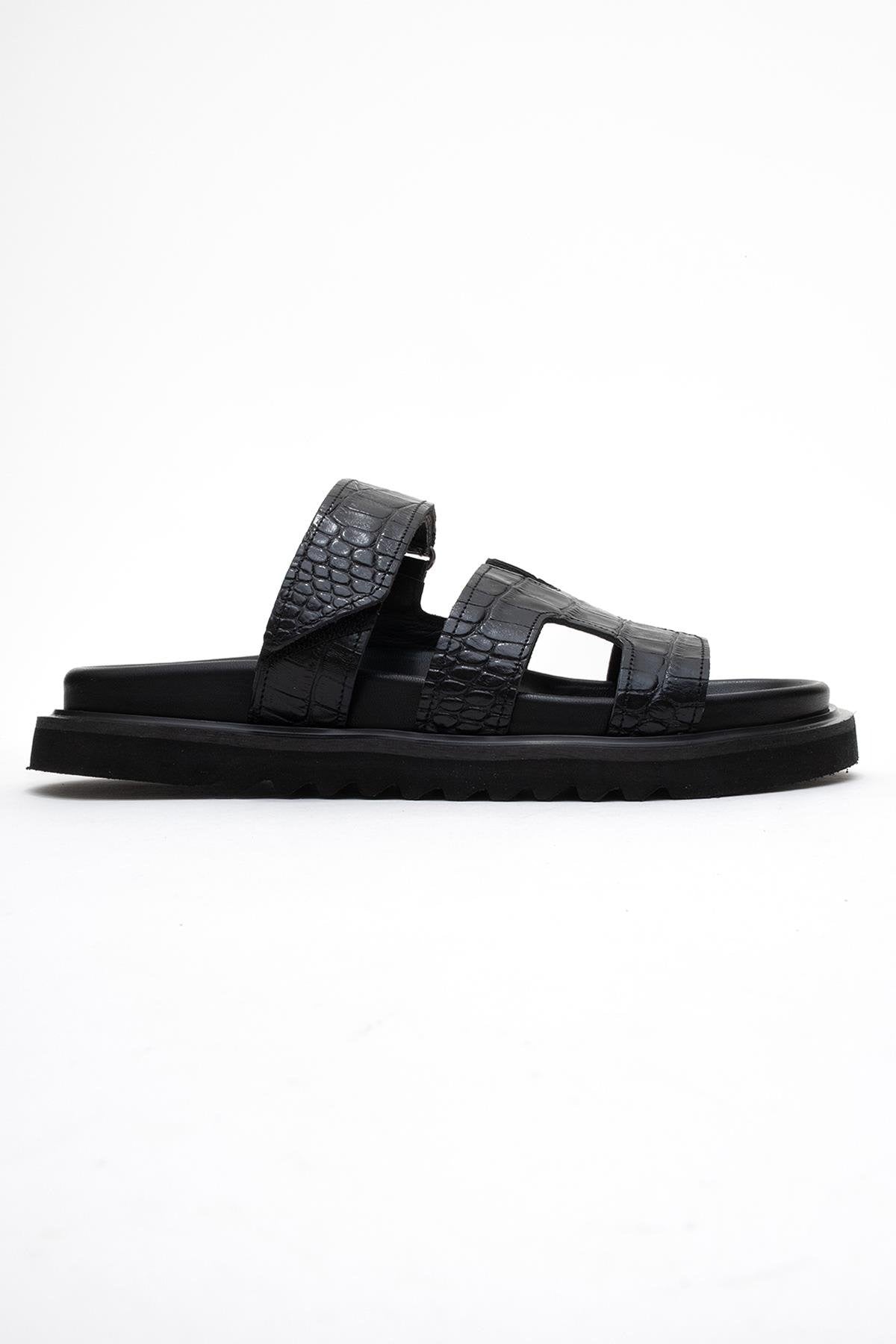 Loana Black Leather Slide Sandal (Women)