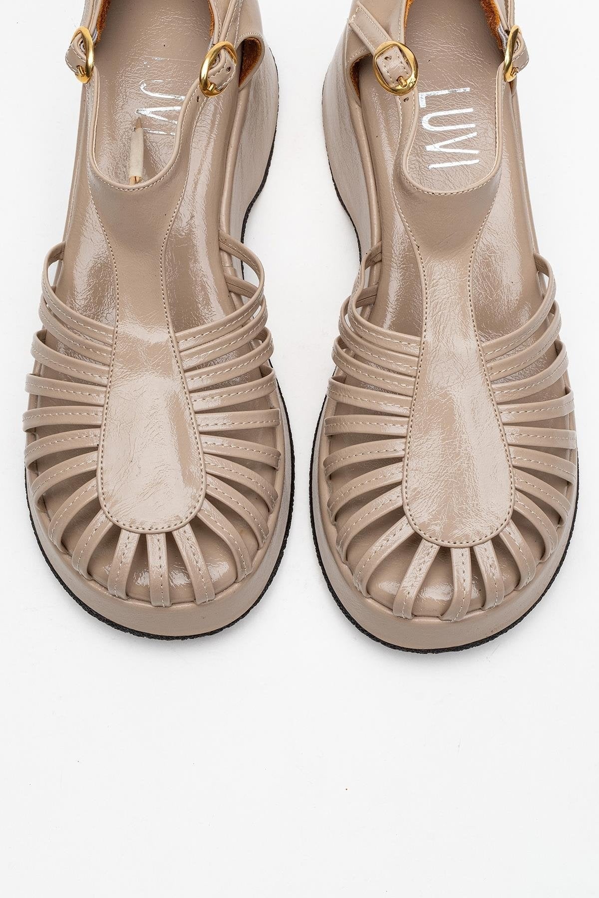 Aniel Beige Platform Wedge Sandal (Women)