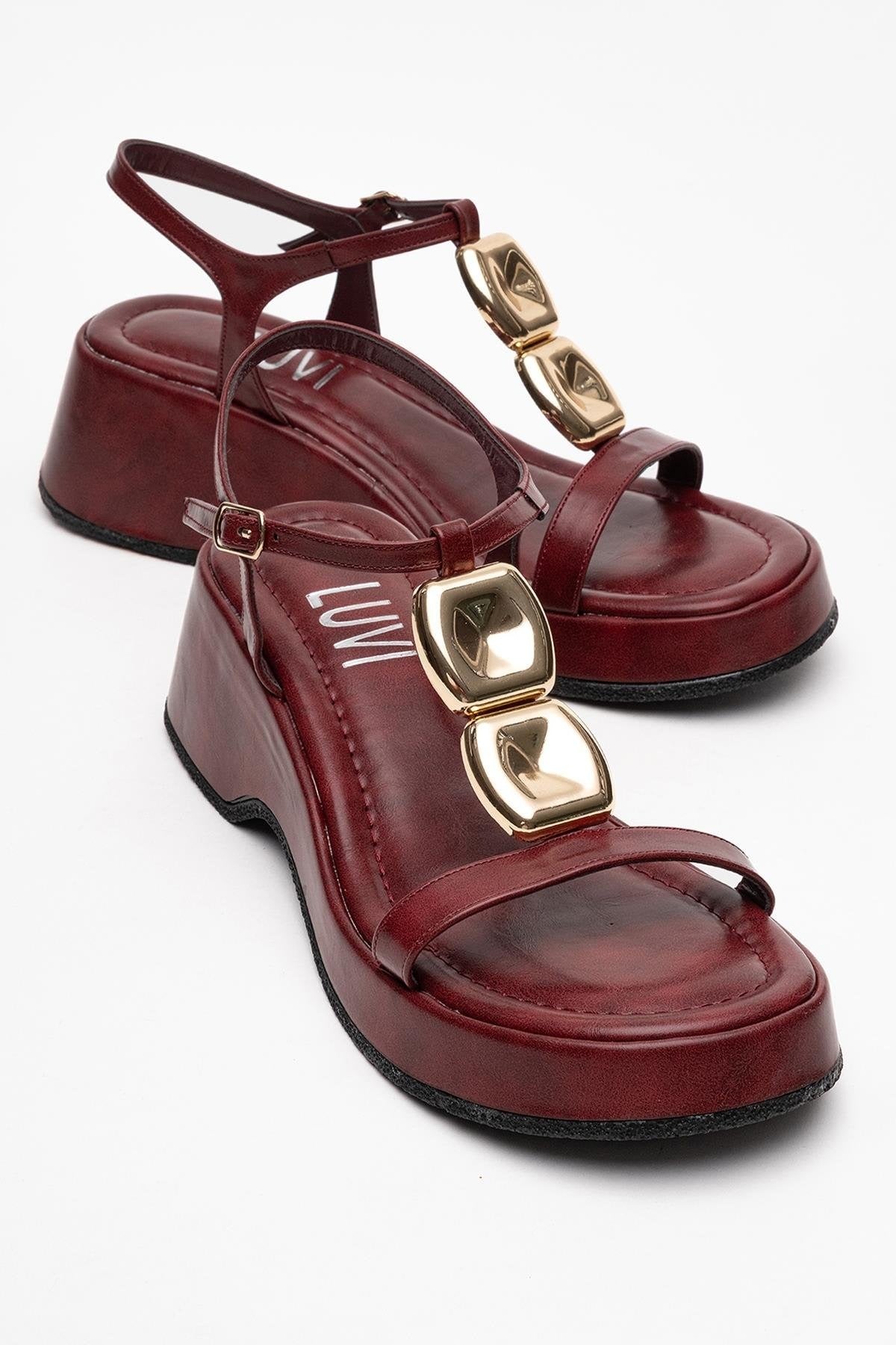 Kerry Burgundy Buckle Platform Slingback (Women)