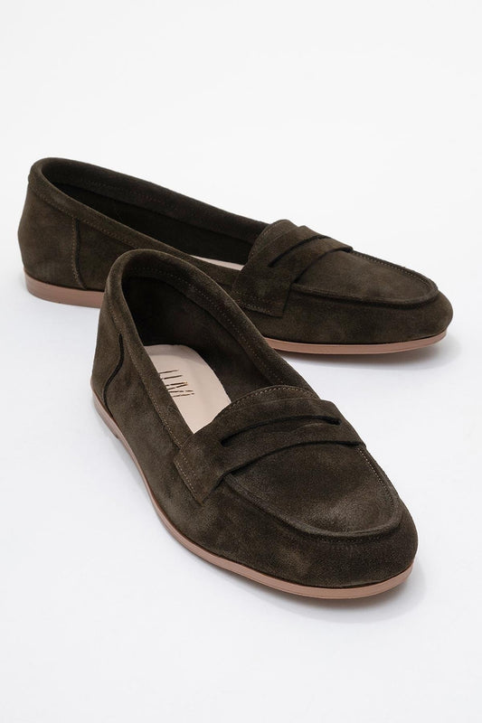 Dorothy - Dark Green Suede Leather Loafers (Women)